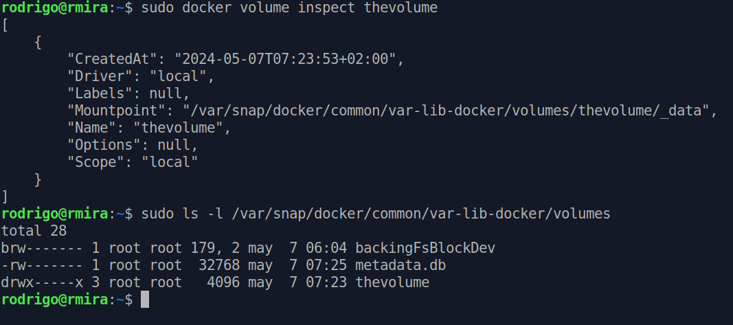 docker volume inspect